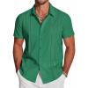 COOFANDY Men’s Cuban Guayabera Shirt Short Sleeve Button Down Shirts Casual Summer Beach Linen Shirts(Oasis Green)