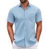 COOFANDY Mens Dress Shirts Short Sleeve Button Up Shirts Business Dress Shirts Light Blue