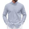 COOFANDY Mens Dress Shirts Wrinkle Free Long Sleeve Button Down Shirts Formal Business Shirt(White-blue Stripe)