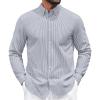 COOFANDY Mens Dress Shirts Wrinkle Free Long Sleeve Button Down Shirts Formal Business Shirt(White-navy Blue Stripe)