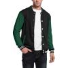 COOFANDY Men’s Fashion Varsity Jacket Causal Slim Fit Cotton Letterman Baseball Bomber Jackets(Black Green)