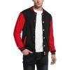 COOFANDY Men’s Fashion Varsity Jacket Causal Slim Fit Cotton Letterman Baseball Bomber Jackets(Black/Red)