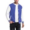 COOFANDY Men’s Fashion Varsity Jacket Causal Slim Fit Cotton Letterman Baseball Bomber Jackets(Blue)
