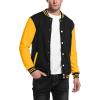 COOFANDY Men’s Fashion Varsity Jacket Causal Slim Fit Cotton Letterman Baseball Bomber Jackets(Navy/Yellow)