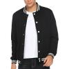 COOFANDY Men’s Fashion Varsity Jacket Causal Slim Fit Cotton Letterman Baseball Bomber Jackets(Pitch-black)