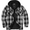 COOFANDY Men’s Flannel Shirt Jacket Warm Quilted Lined Hooded Long Sleeve Plaid Shirt Jackets(Black & Grey Plaid)