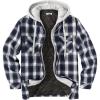 COOFANDY Men’s Flannel Shirt Jacket Warm Quilted Lined Hooded Long Sleeve Plaid Shirt Jackets(Black & White& Blue Plaid)