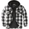 COOFANDY Men’s Flannel Shirt Jacket Warm Quilted Lined Hooded Long Sleeve Plaid Shirt Jackets(Black & White Plaid)
