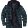 COOFANDY Men’s Flannel Shirt Jacket Warm Quilted Lined Hooded Long Sleeve Plaid Shirt Jackets(Blue & Green Plaid)