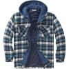 COOFANDY Men’s Flannel Shirt Jacket Warm Quilted Lined Hooded Long Sleeve Plaid Shirt Jackets(Blue Plaid)