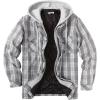 COOFANDY Men’s Flannel Shirt Jacket Warm Quilted Lined Hooded Long Sleeve Plaid Shirt Jackets(Grey)