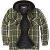 COOFANDY Men’s Flannel Shirt Jacket Warm Quilted Lined Hooded Long Sleeve Plaid Shirt Jackets(Navy & Army Green Plaid)
