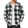 COOFANDY Men’s Flannel Shirts Casual Button Down Plaid Shirt Jacket Long Sleeve Fleece Shacket(Black&white Plaid)