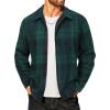 COOFANDY Men’s Flannel Shirts Casual Button Down Plaid Shirt Jacket Long Sleeve Fleece Shacket(Green&navy Plaid)