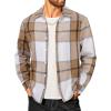 COOFANDY Men’s Flannel Shirts Casual Button Down Plaid Shirt Jacket Long Sleeve Fleece Shacket(Khaki&white Plaid)