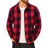 COOFANDY Men’s Flannel Shirts Casual Button Down Plaid Shirt Jacket Long Sleeve Fleece Shacket(Red&black Plaid)
