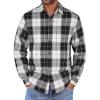 COOFANDY Mens Flannel Shirts Long Sleeve Lightweight Plaid Shirt Casual Button Down Shirts Jacket(Black and White)