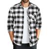 COOFANDY Mens Flannel Shirts Long Sleeve Lightweight Plaid Shirt Casual Button Down Shirts Jacket(Black&white)