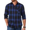 COOFANDY Mens Flannel Shirts Long Sleeve Lightweight Plaid Shirt Casual Button Down Shirts Jacket(Blue & Black)