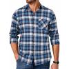 COOFANDY Mens Flannel Shirts Long Sleeve Lightweight Plaid Shirt Casual Button Down Shirts Jacket(Blue & Navy Blue)