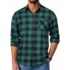 COOFANDY Mens Flannel Shirts Long Sleeve Lightweight Plaid Shirt Casual Button Down Shirts Jacket(Buffalo Green&black)