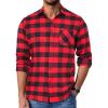 COOFANDY Mens Flannel Shirts Long Sleeve Lightweight Plaid Shirt Casual Button Down Shirts Jacket(Buffalo Red)