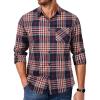 COOFANDY Mens Flannel Shirts Long Sleeve Lightweight Plaid Shirt Casual Button Down Shirts Jacket(Navy Blue Red)