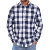 COOFANDY Mens Flannel Shirts Long Sleeve Lightweight Plaid Shirt Casual Button Down Shirts Jacket(Navy Buffalo Plaid)