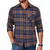 COOFANDY Mens Flannel Shirts Long Sleeve Lightweight Plaid Shirt Casual Button Down Shirts Jacket(Orange& Navy Blue)