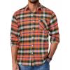 COOFANDY Mens Flannel Shirts Long Sleeve Lightweight Plaid Shirt Casual Button Down Shirts Jacket(Plaid Orange-green)