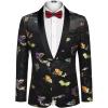 COOFANDY Men’s Floral Tuxedo Jacket Luxury Embroidered Stylish Suit Blazer Jacket for Wedding Party Dinner(Black-butterfly)