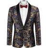 COOFANDY Men’s Floral Tuxedo Jacket Luxury Embroidered Stylish Suit Blazer Jacket for Wedding Party Dinner(Butterfly-black)