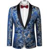 COOFANDY Men’s Floral Tuxedo Jacket Luxury Embroidered Stylish Suit Blazer Jacket for Wedding Party Dinner(Dark Blue)