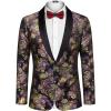COOFANDY Men’s Floral Tuxedo Jacket Luxury Embroidered Stylish Suit Blazer Jacket for Wedding Party Dinner(Flower-black)