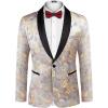 COOFANDY Men’s Floral Tuxedo Jacket Luxury Embroidered Stylish Suit Blazer Jacket for Wedding Party Dinner(Luxury-silver)