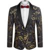 COOFANDY Men’s Floral Tuxedo Jacket Luxury Embroidered Wedding Blazer Dress Suit for Party Dinner(Black)