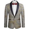 COOFANDY Men’s Floral Tuxedo Jacket Luxury Embroidered Wedding Blazer Dress Suit for Party Dinner(Grey)