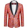 COOFANDY Men’s Floral Tuxedo Jacket Luxury Embroidered Wedding Blazer Dress Suit for Party Dinner(Rose Red)