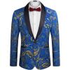 COOFANDY Men’s Floral Tuxedo Jacket Luxury Embroidered Wedding Blazer Dress Suit for Party Dinner(Royal Blue)