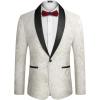 COOFANDY Men’s Floral Tuxedo Jacket Luxury Embroidered Wedding Blazer Dress Suit for Party Dinner(White)