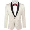 COOFANDY Mens Floral Tuxedo Jacket Paisley Shawl Lapel Suit Blazer Jacket for Dinner,Prom,Wedding(Beige)