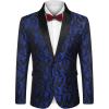 COOFANDY Mens Floral Tuxedo Jacket Paisley Shawl Lapel Suit Blazer Jacket for Dinner,Prom,Wedding(Blue)