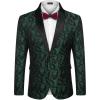 COOFANDY Mens Floral Tuxedo Jacket Paisley Shawl Lapel Suit Blazer Jacket for Dinner,Prom,Wedding(Christmas Green)
