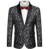 COOFANDY Mens Floral Tuxedo Jacket Paisley Shawl Lapel Suit Blazer Jacket for Dinner,Prom,Wedding(Grey)