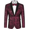 COOFANDY Mens Floral Tuxedo Jacket Paisley Shawl Lapel Suit Blazer Jacket for Dinner,Prom,Wedding(Pink)