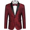 COOFANDY Mens Floral Tuxedo Jacket Paisley Shawl Lapel Suit Blazer Jacket for Dinner,Prom,Wedding(Red)