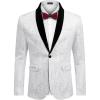 COOFANDY Mens Floral Tuxedo Jacket Paisley Shawl Lapel Suit Blazer Jacket for Dinner,Prom,Wedding(White)