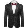 COOFANDY Mens Floral Tuxedo One Button Luxury Shiny Blazer Dinner Party Prom Wedding Suit Jacket(Black Paisley)