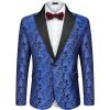 COOFANDY Mens Floral Tuxedo One Button Luxury Shiny Blazer Dinner Party Prom Wedding Suit Jacket(Blue Paisley Floral)