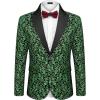 COOFANDY Mens Floral Tuxedo One Button Luxury Shiny Blazer Dinner Party Prom Wedding Suit Jacket(Green Floral)